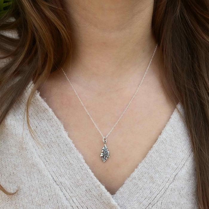 Mini Oak Leaf Necklace – Sterling Silver Nature Charm on 18" Chain