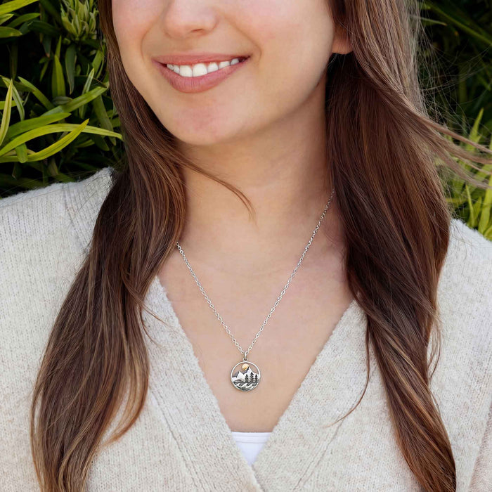 Mountains, Pines & Waves Mixed Metal Necklace