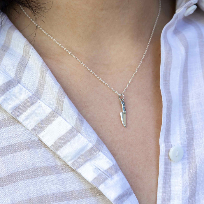 Gold Knife Charm Necklace