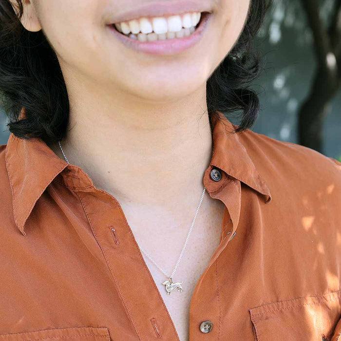 Sterling Silver Dachshund Necklace – Handmade Gift for Dog Lovers