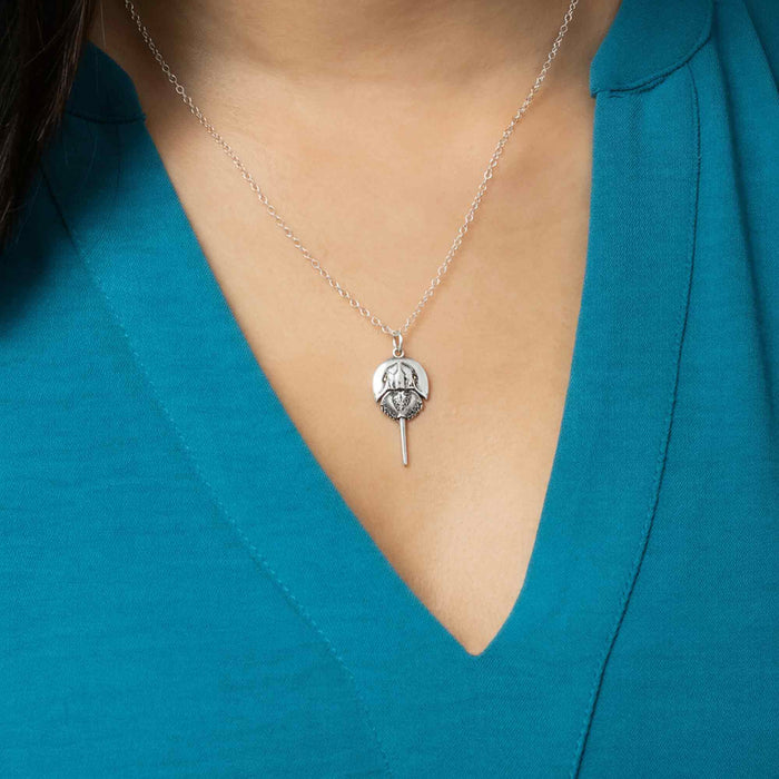 Sterling Silver Horseshoe Crab Charm Necklace