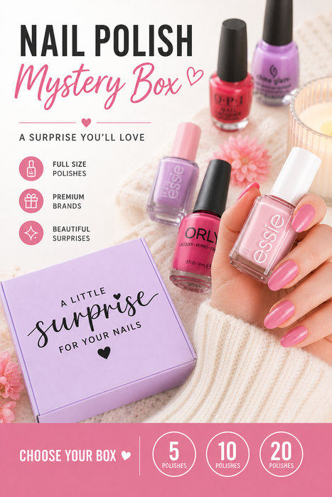 Nail Polish Mystery Box – 5, 10 or 20 Full Size Polishes  – Beauty Gift Box