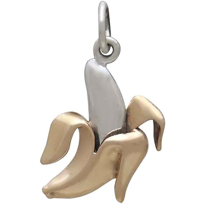 Sterling Silver Banana Charm with Bronze 20x11mm