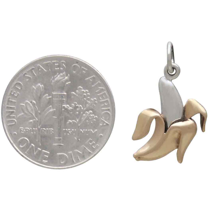 Sterling Silver Banana Charm with Bronze 20x11mm