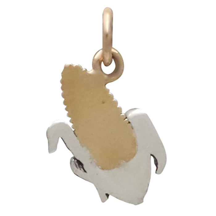 Mixed Metal Corn Necklace – Sterling Silver & Bronze Corn Cob Charm – Midwest Inspired Dainty Necklace