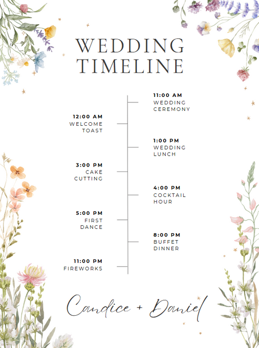Editable Wedding Timeline Canva Template – Elegant Floral Design