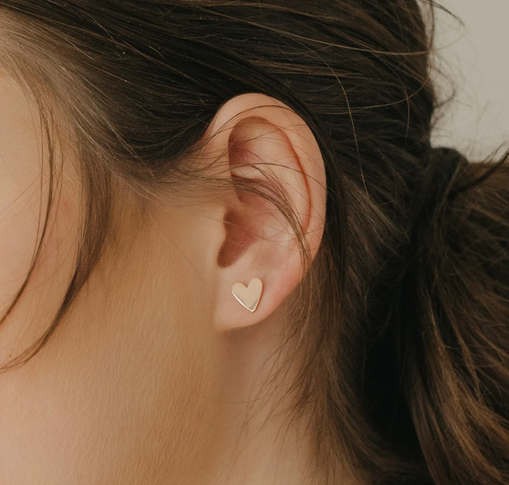 Heart Stud Earrings – 14k Rose Gold Filled, 9mm