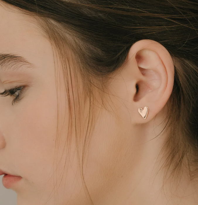 Heart Stud Earrings – 14k Rose Gold Filled, 9mm