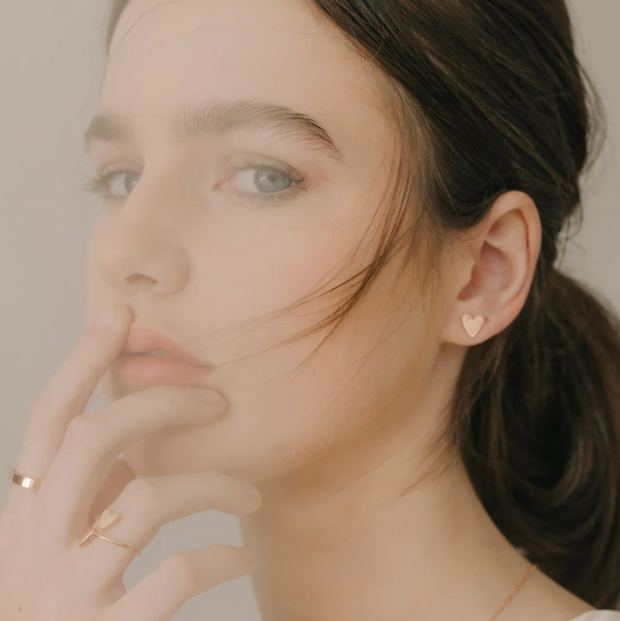 Heart Stud Earrings – 14k Rose Gold Filled, 9mm