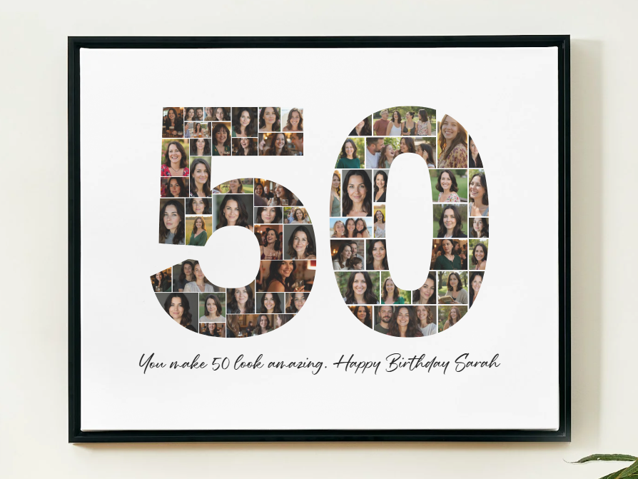 50th Birthday Photo Collage Canva Template – Digital Download