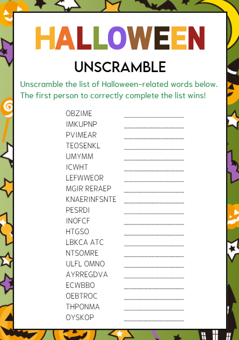 Halloween Party Games Bundle | 20 Printable Halloween Games | Editable in Canva