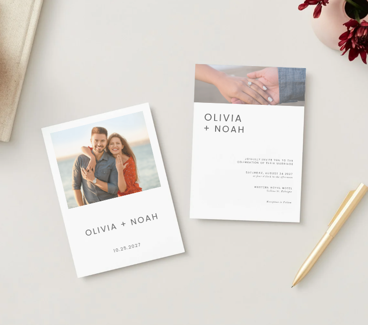 Minimalist Photo Wedding Invitation Template | Editable Canva Invitation