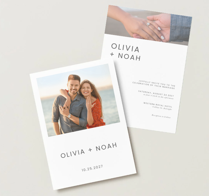 Minimalist Photo Wedding Invitation Template | Editable Canva Invitation