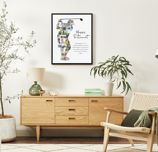 Golfer Retirement Wall Art Template | Editable Canva Retirement Gift