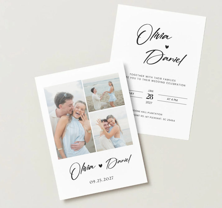 Photo Collage Wedding Invitation Template | Editable Canva Wedding Invite