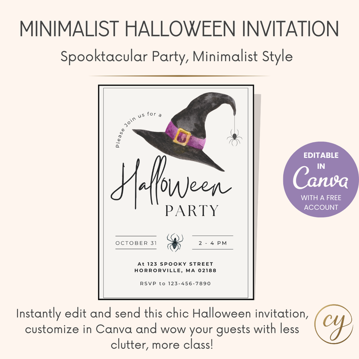 Minimalist Halloween Party Invitation – Editable Canva Template (Instant Download)