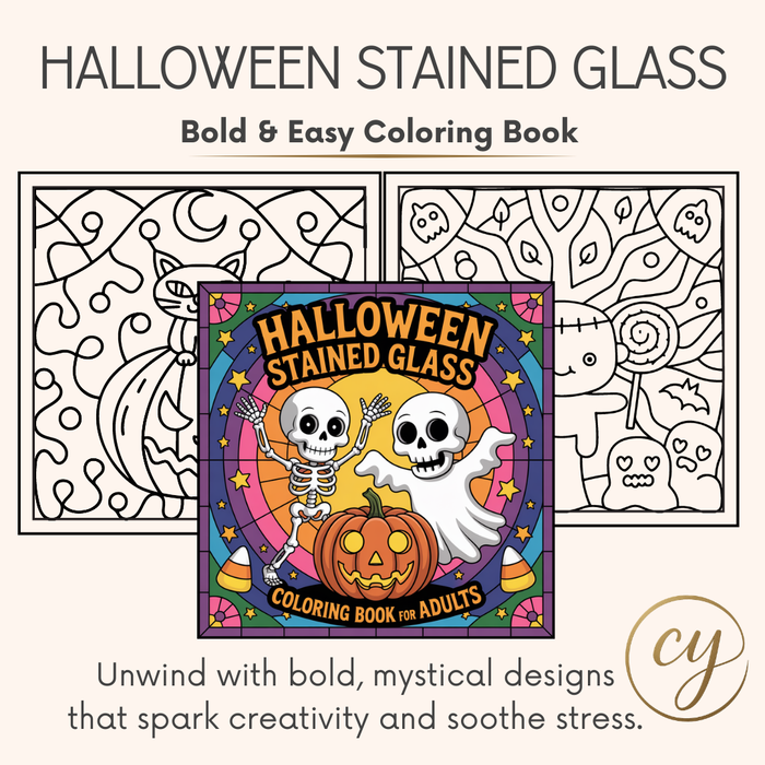 Halloween Stained Glass Coloring Book – Instant Download (PDF)