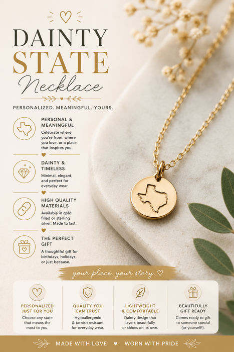 Hand Stamped State Necklace