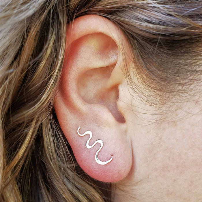 Sterling Silver Small Wiggle Ear Climbers – Minimalist 8x19mm Earrings, Handmade