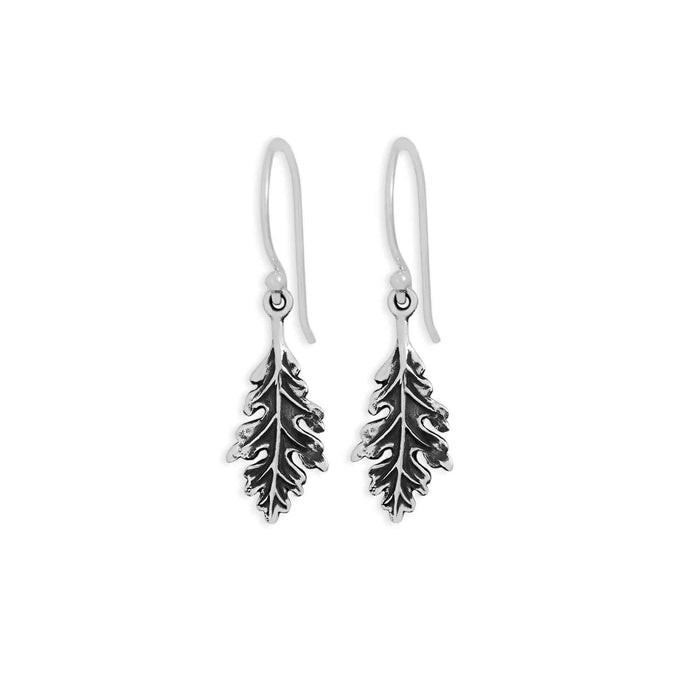 Sterling Silver Oak Leaf Dangle Earrings