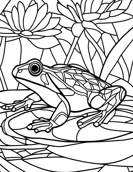 230 Stained Glass Frogs Coloring Pages – Printable PDF & Digital Coloring App Compatible