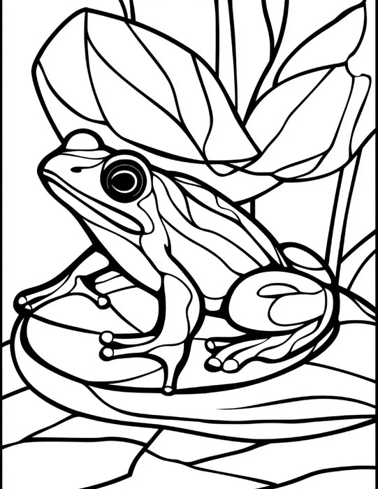 230 Stained Glass Frogs Coloring Pages – Printable PDF & Digital Coloring App Compatible