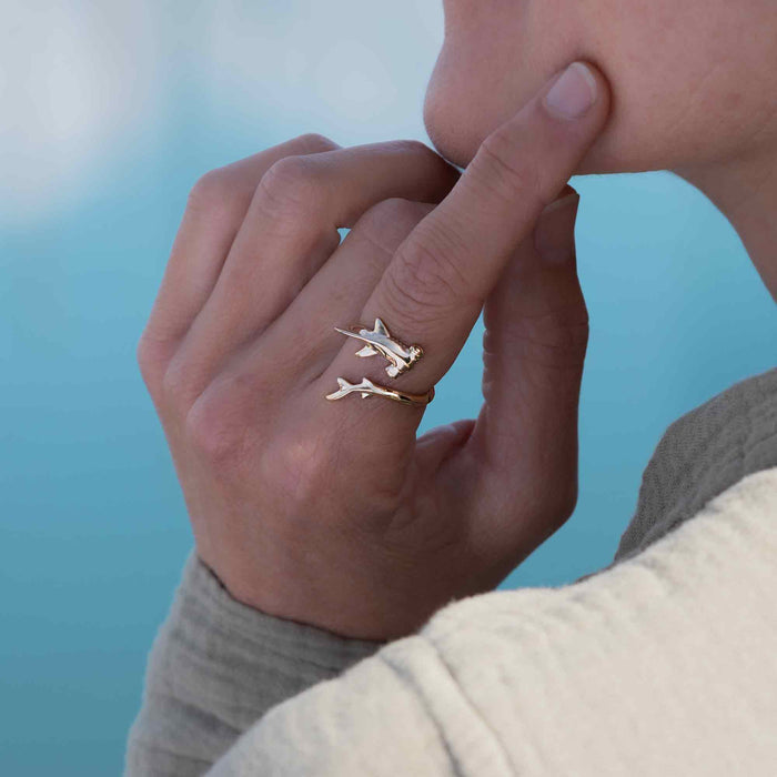 Bronze Hammerhead Shark Wrap Ring