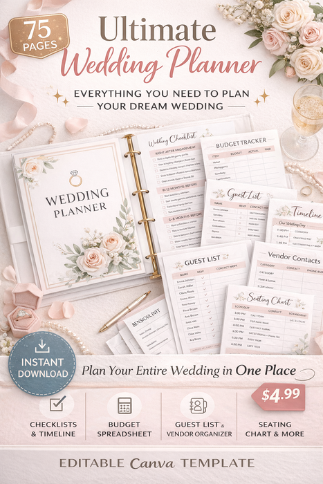 Ultimate Wedding Planner Printable | 75 Pages