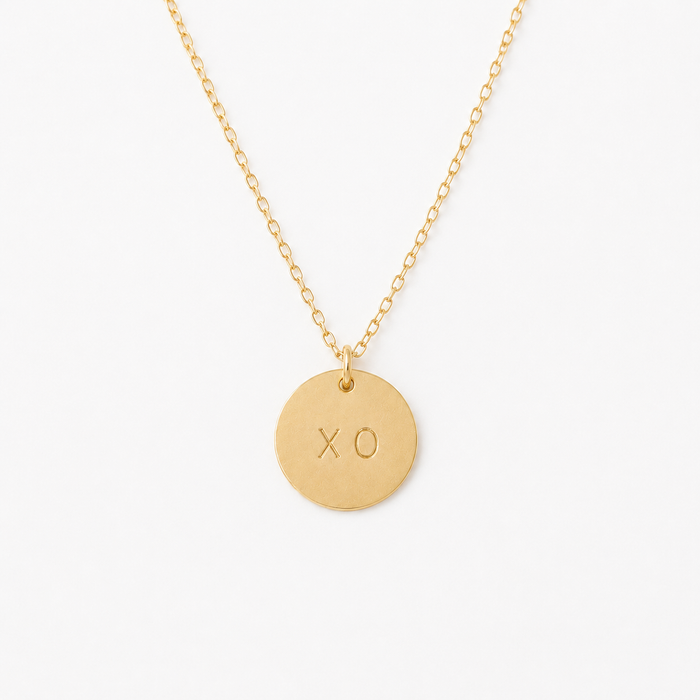 XO Hand Stamped Disc Necklace
