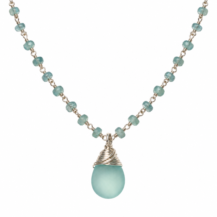 Blue Chalcedony & Apatite Necklace – Sterling Silver