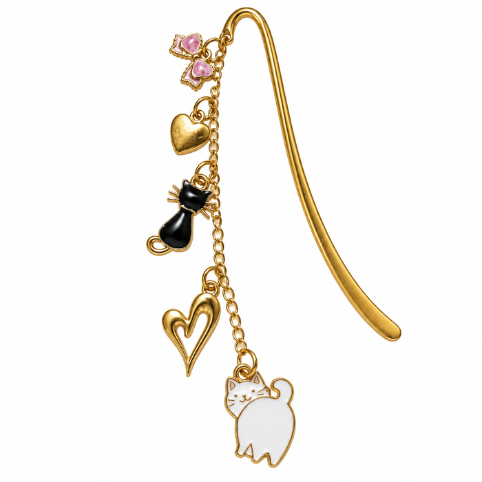 Cats & Hearts Charm Bookmark