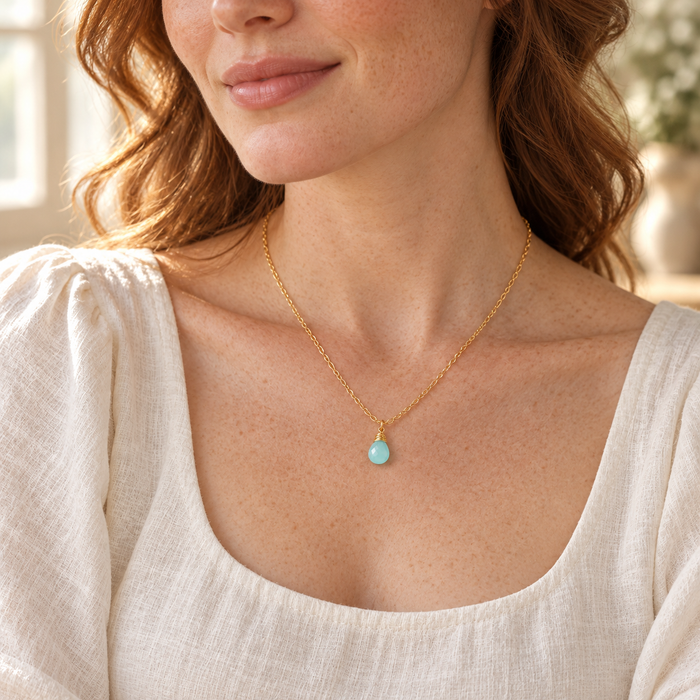 March Birthstone Necklace - 14K Gold Fill