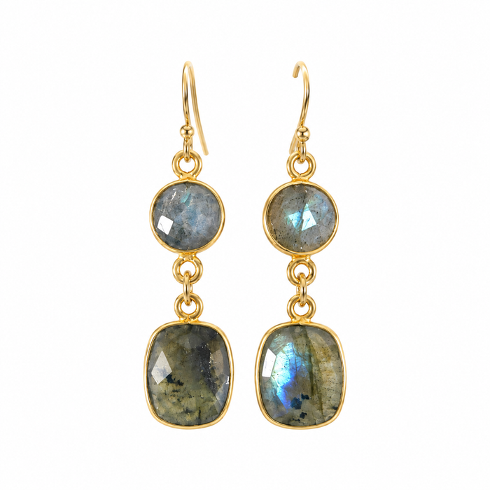 Labradorite Double Drop Earrings – 14k Gold Filled