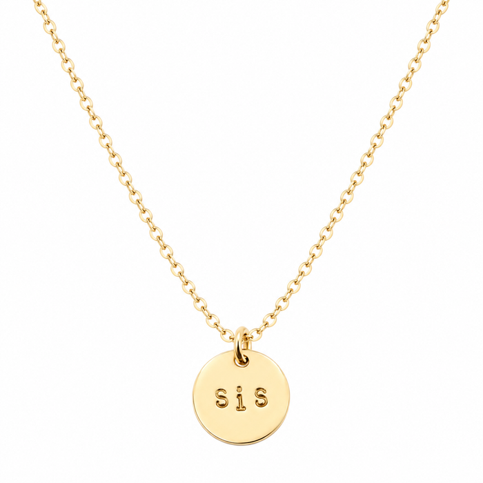 Hand Stamped "SIS" Necklace | Personalized Sister Gift | Dainty Gold Necklace | Friendship Jewelry | Handmade Jewelry Gift