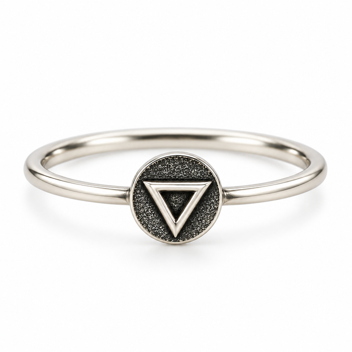 Sterling Silver Fire & Water Triangle Ring – Stacking Zodiac Ring - Size 7