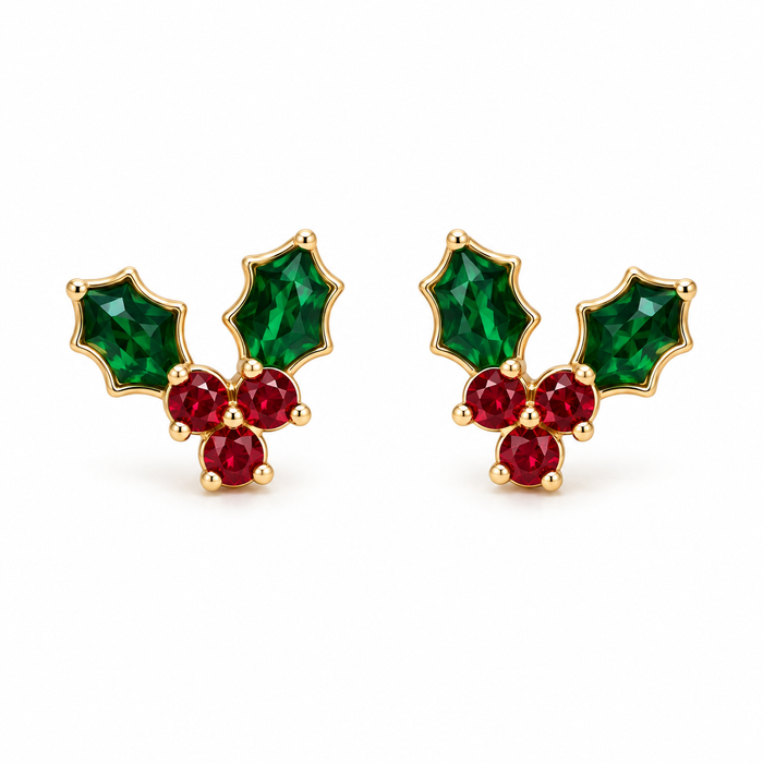 Sparkling Holly Stud Earrings
