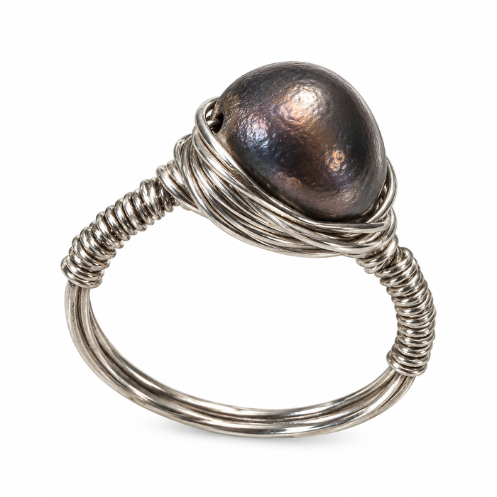 Bronze Freshwater Pearl Ring in Sterling Silver – Size 8