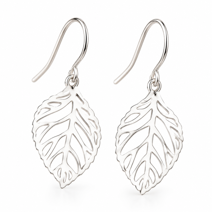 Silver Leaf Dangle Earrings – Delicate Botanical Earrings