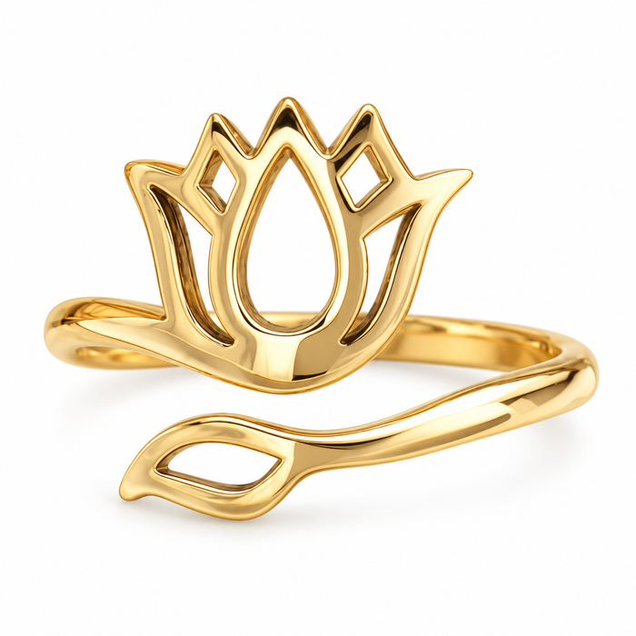 Bronze Lotus Flower Adjustable Ring