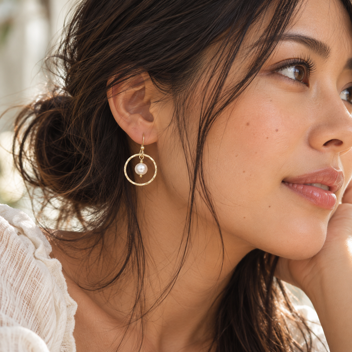 Orbit Pearl Earrings – Silver or Gold