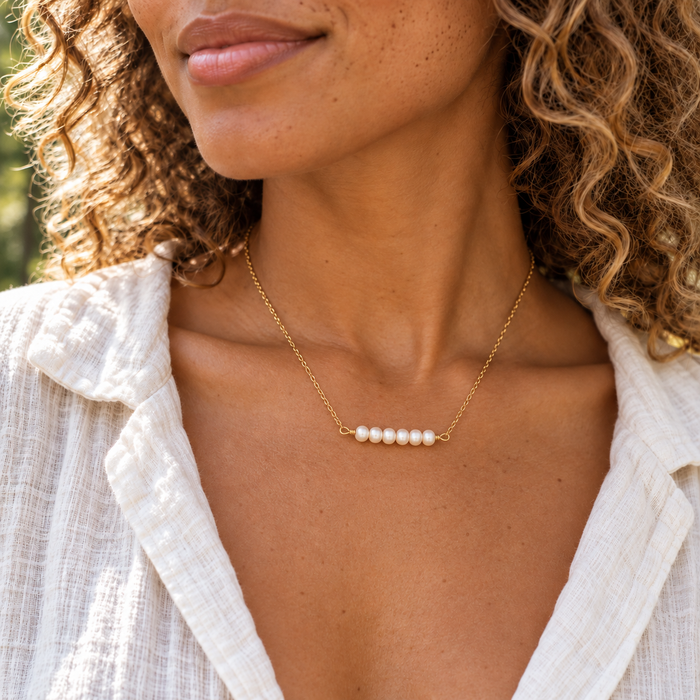 Freshwater Pearl Bar Necklace, 14k Gold Filled