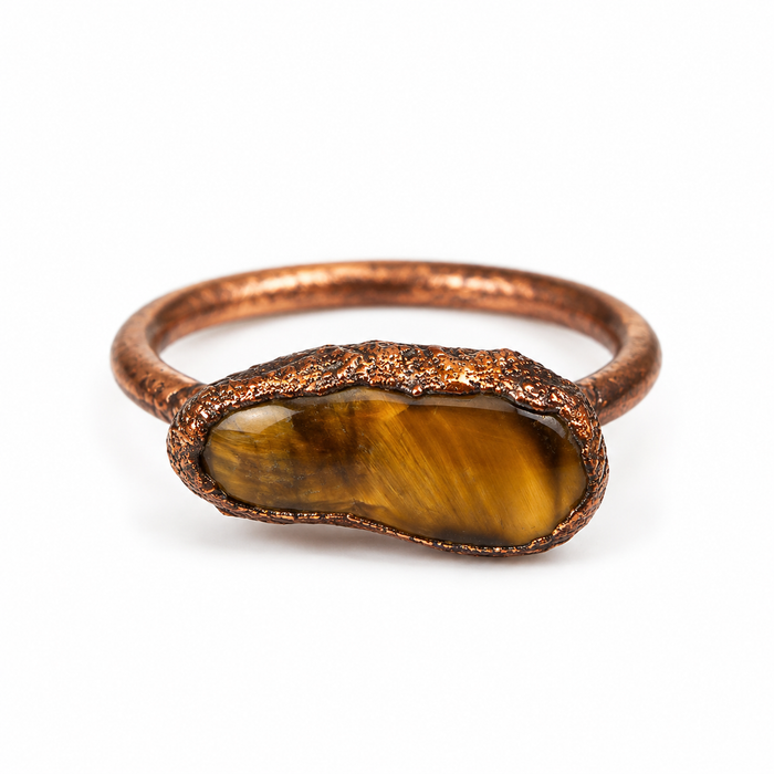 One of a Kind Tiger's Eye Copper Ring | Size 9