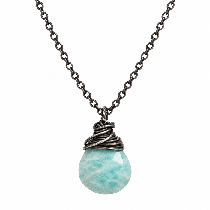 Amazonite Necklace in Oxidized Sterling Silver – One of a Kind