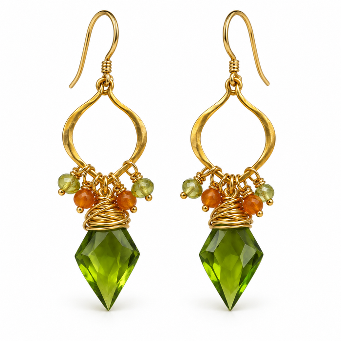 Peridot & Carnelian Gold Filled Earrings