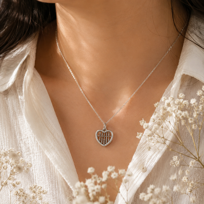 Sterling Silver Abacus Heart Necklace