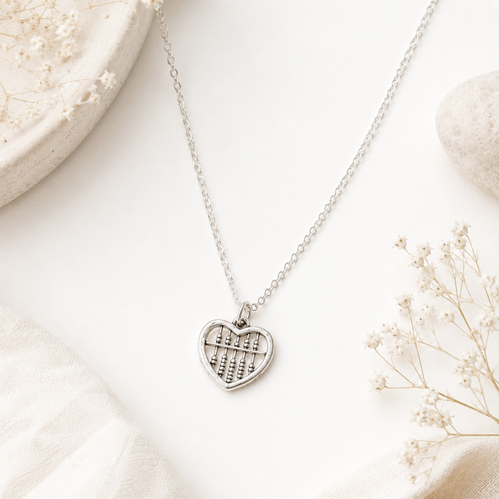Sterling Silver Abacus Heart Necklace