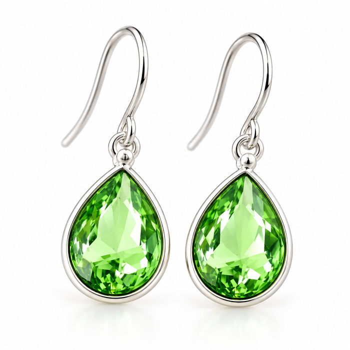 August Birthstone Peridot Crystal Earrings – Sterling Silver