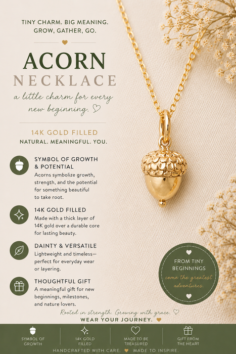 Acorn Charm- Dainty 14k Gold Filled Jewelry