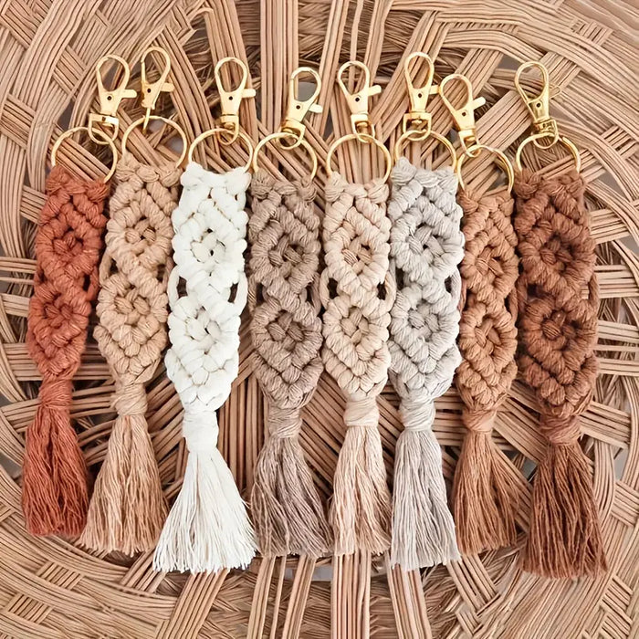 Macrame Keychain – Bag Charm - Handmade Cotton Tassel (Random Color)