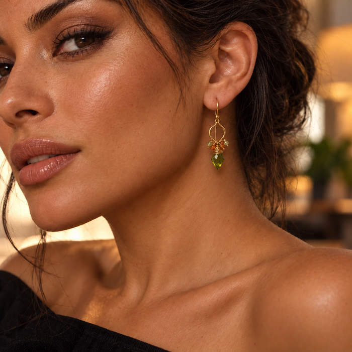 Peridot & Carnelian Gold Filled Earrings